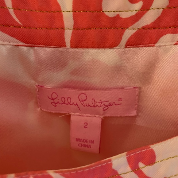 Stunning Lilly Pulitzer silk pink white crab dress - Picture 3 of 8